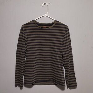 Joe Fresh Womens Small Black & Brown Stripes Long Sleeve Shirt
